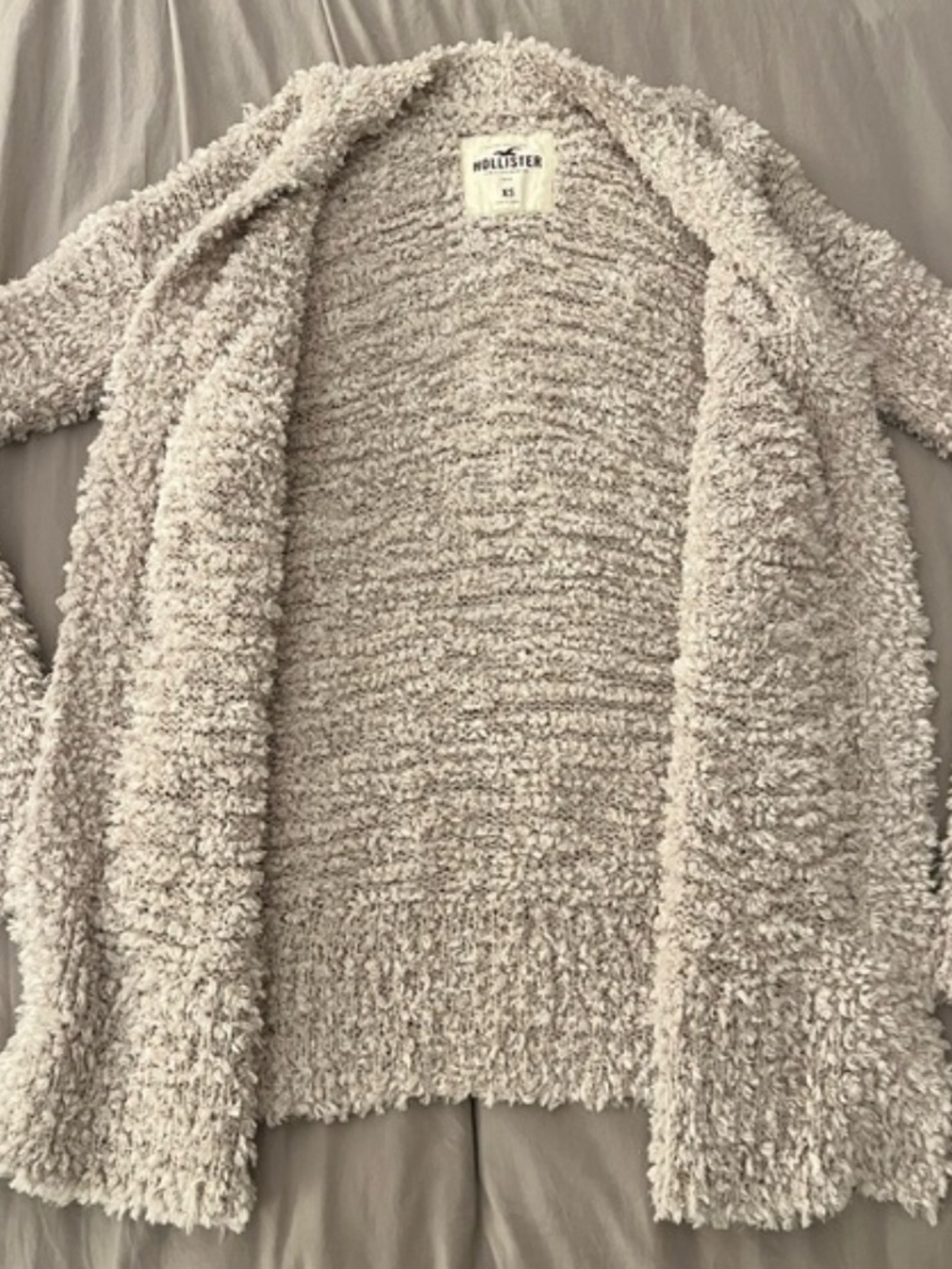Hollister Beige Bouclé Open-Front Cardigan - Picture 2 of 4